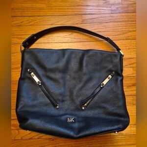 Michael Kors Evie Black Pebbled Leather Hobo Bag